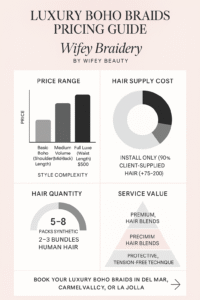 Wifey Braidery by Wifey Beauty Luxury Salon- BoHo Braids Pricing